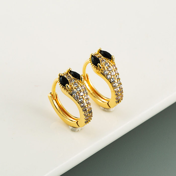 New Fashion Copper Micro-inlaid Zircon 18K Gold Plated Cobra-shaped Earrings Wholesale jewerly
