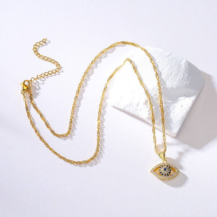 New Style Copper Plating 18K Gold Devil's Eye Pendant Necklace