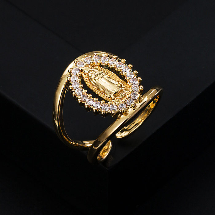 European And American Fashion Copper Gilded Smile Zircon Geometric Ring Wholesale