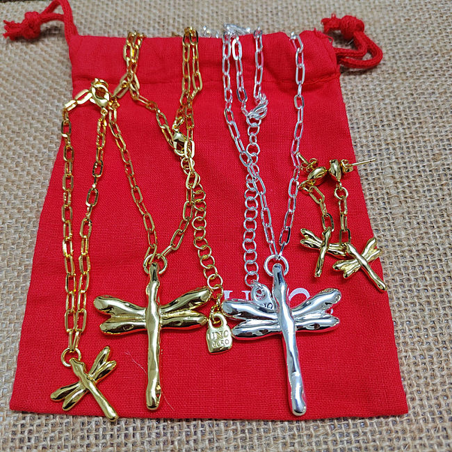 Simple Style Dragonfly Copper Plating Bracelets Earrings Necklace