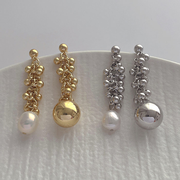 1 Pair Simple Style Solid Color Plating Copper Drop Earrings