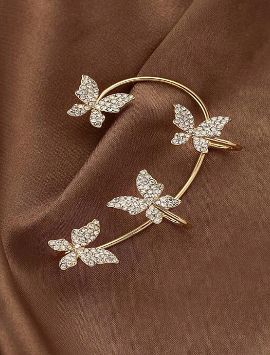 1 Piece Simple Style Butterfly Inlay Copper Zircon Earrings