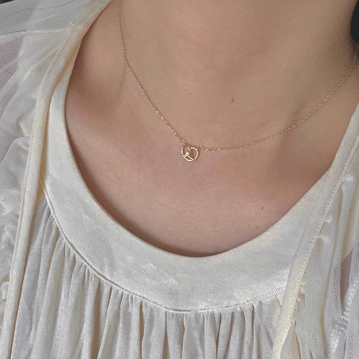 Simple Style Heart Shape Titanium Steel Copper Inlay Zircon Pendant Necklace