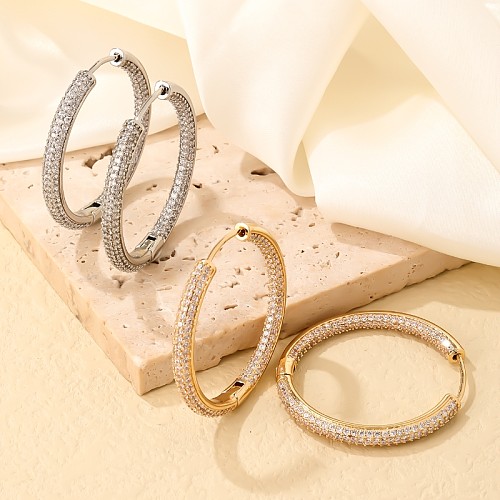 1 Pair Casual Elegant Round Plating Inlay Copper Zircon White Gold Plated Gold Plated Earrings