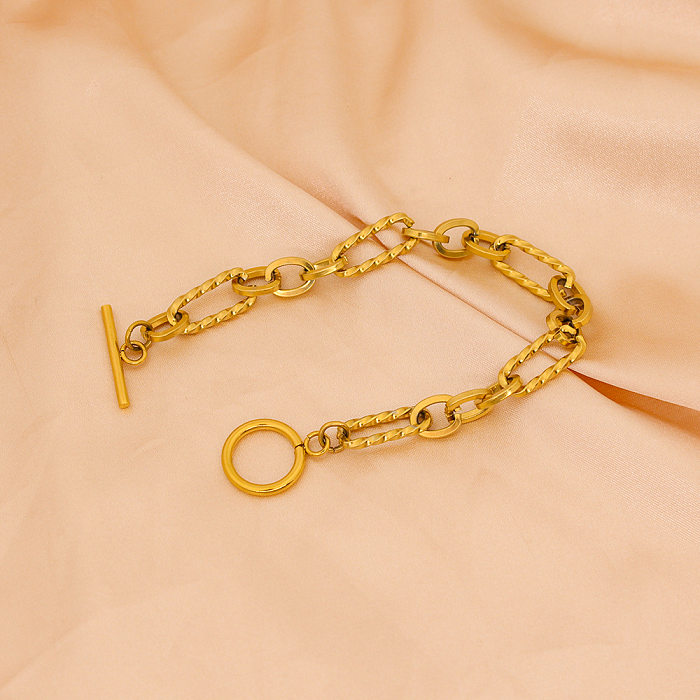Elegante Damen-Armband-Halskette mit geometrischer Titan-Stahlbeschichtung