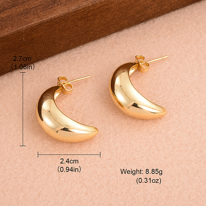 1 paire de clous d'oreilles en cuivre plaqué or 18 carats, Style Simple, couleur unie