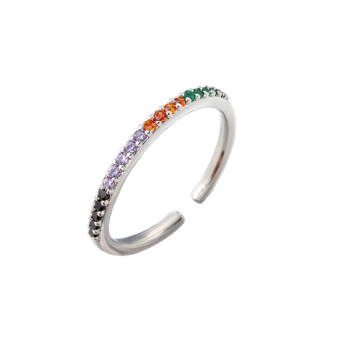 Micro-inlaid Row Diamond Zircon Ring Colored Diamond Open Ring Small Star Ring