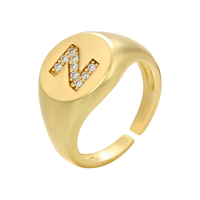 1 Piece Fashion Letter Copper Plating Zircon Open Ring