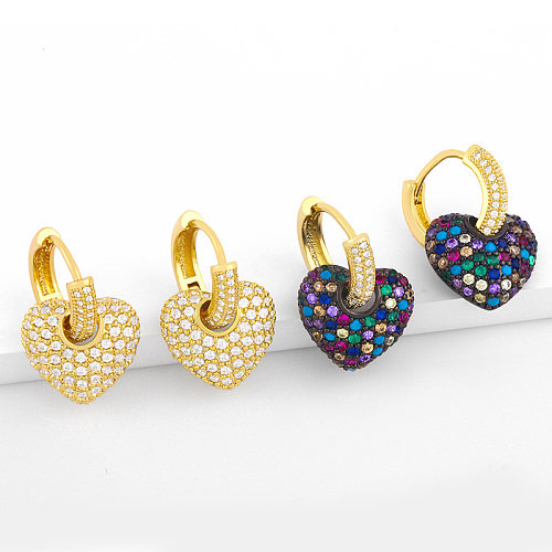 Boucles d'oreilles simples en forme de cœur et de diamants