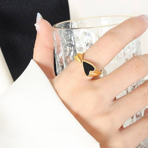 Simple Style Heart Shape Stainless Steel Open Rings