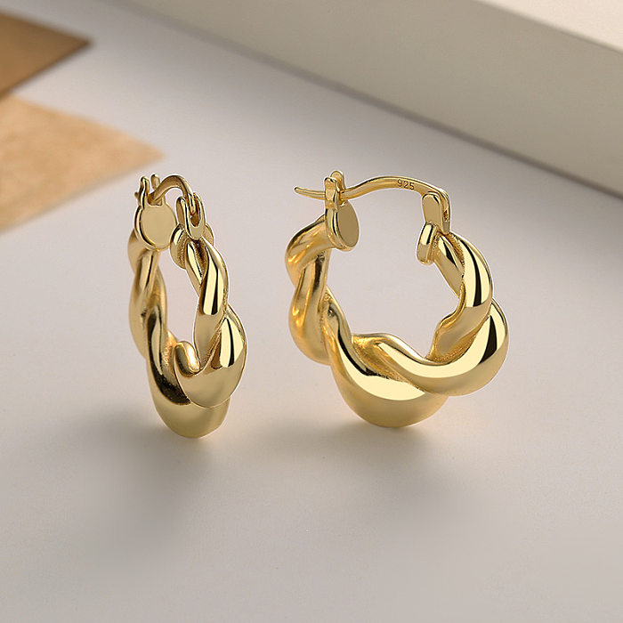 1 Paar schlichte, einfarbige Kupfer-Ohrringe mit 18-Karat-Vergoldung