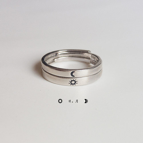 Simple Style Sun Moon Copper Plating Open Ring