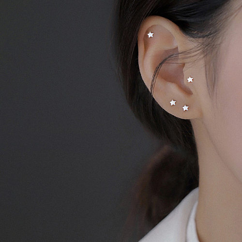Boucles d'oreilles étoile simples pour femmes, boucles d'oreilles coréennes en cuivre étoile à cinq branches