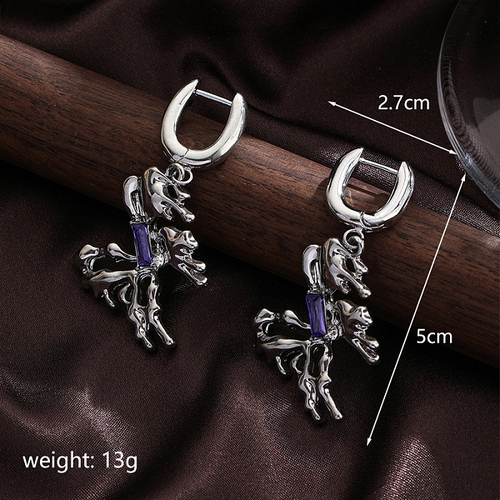 1 Pair Commute Butterfly Plating Inlay Copper Zircon Silver Plated Drop Earrings