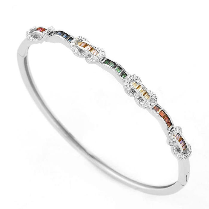 Lady Irregular Copper Plating Inlay Zircon Bangle