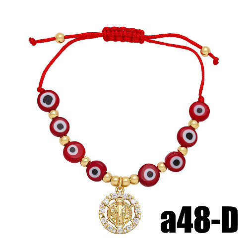 Shiny Irregular Devil'S Eye Flower Copper 18K Gold Plated Zircon Bracelets In Bulk