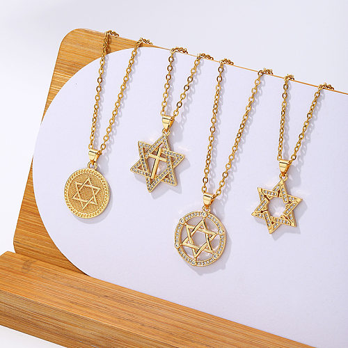 Fashion Star Copper Necklace Inlay Rhinestone Stainless Steel Necklaces