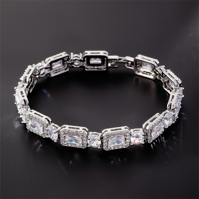 Casual Square Oval Copper Plating Inlay Zircon Gold Plated Bracelets