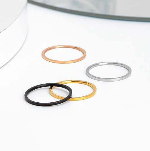 1 Piece Simple Style Solid Color Titanium Steel Polishing Rings