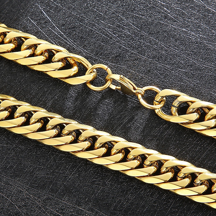 Hip-Hop Rock Solid Color Stainless Steel Patchwork Bracelets Necklace