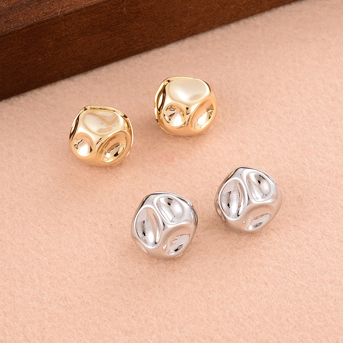 1 Pair Simple Style Solid Color Irregular Plating Copper 14K Gold Plated Ear Studs