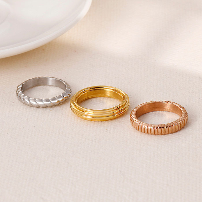 European And American New Fashion Stainless Steel Three-color Combination Ring Wholesale Cross-border