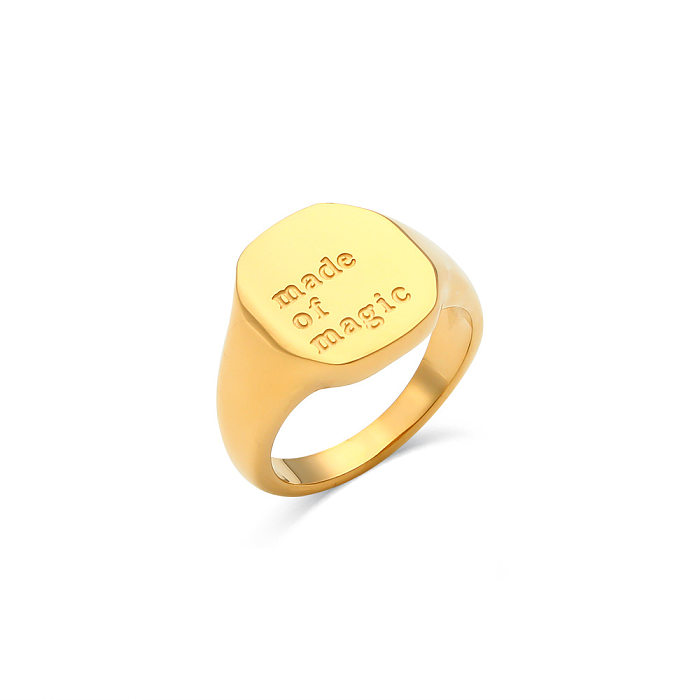 Anillo de letras inglesas de moda, anillo de oro galvanizado de 18 quilates, joyería para mujer al por mayor