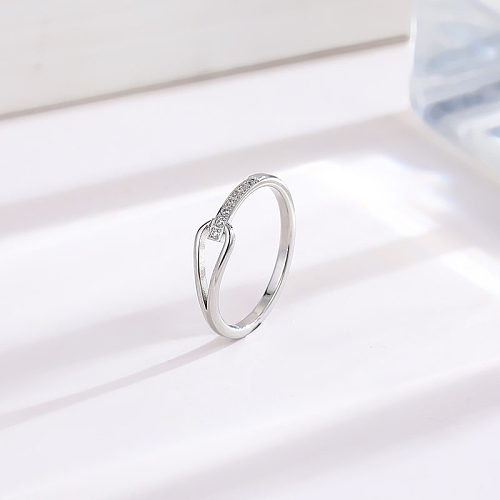 Simple Style Solid Color Titanium Steel Rhinestones Rings In Bulk