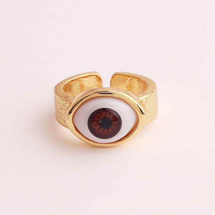 Anillo abierto de cobre Retro Devil'S Eye, anillos de cobre de resina chapados