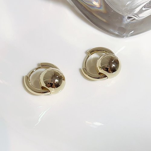 1 paire de boucles d'oreilles créoles en cuivre, cercle élégant de Style coréen