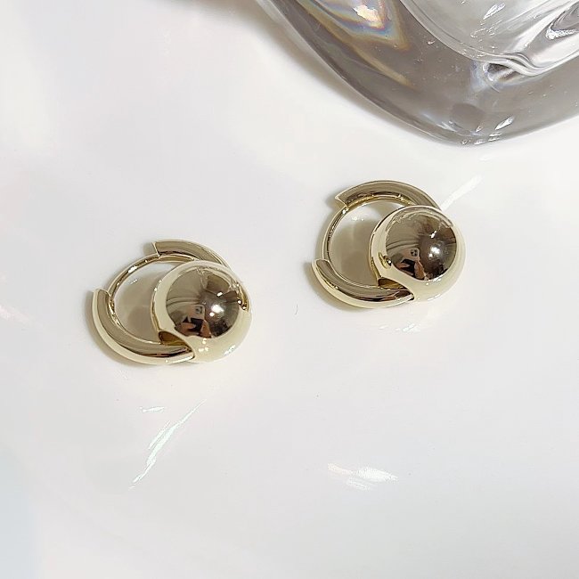 1 par de brincos de argola de cobre circular elegante estilo coreano