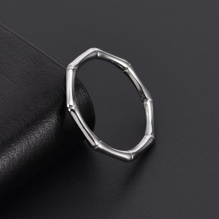 1 Piece Simple Style Bamboo Stainless Steel Plating Metal Rings