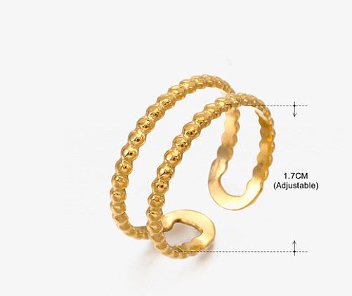 Wholesale Vintage Style Simple Style Solid Color Lines Stainless Steel Plating 18K Gold Plated Open Rings