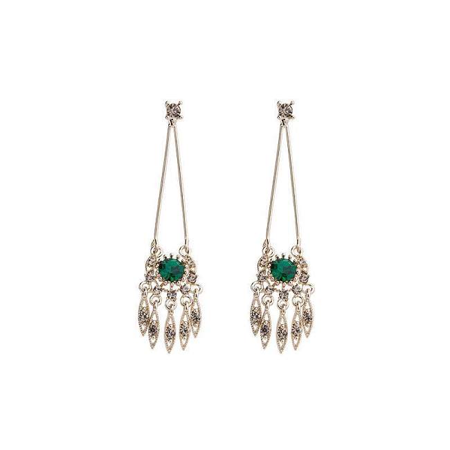 1 Pair Retro Classic Style Tassel Inlay Copper Artificial Gemstones Drop Earrings