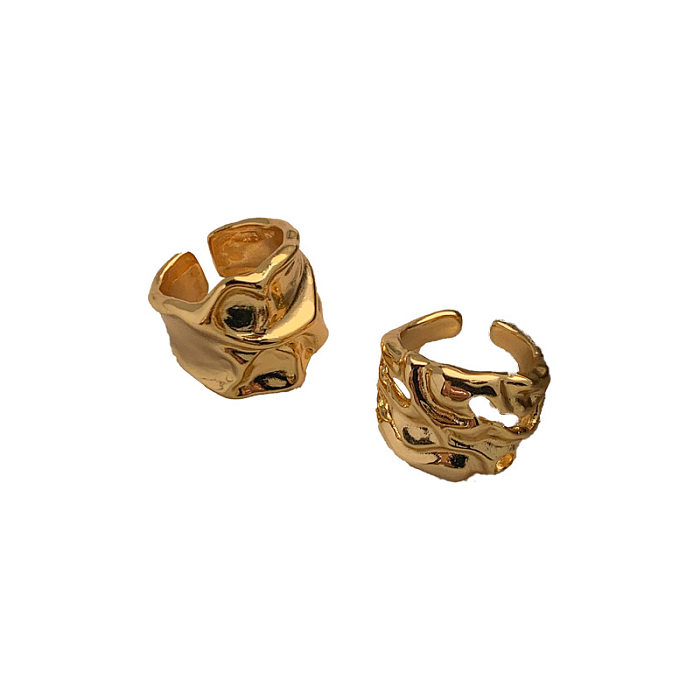 IG Style Simple Style Geometric Copper Plating 24K Gold Plated Open Rings