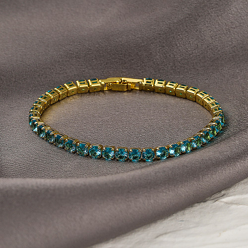 Fashion Round Copper Inlay Zircon Bracelets 1 Piece