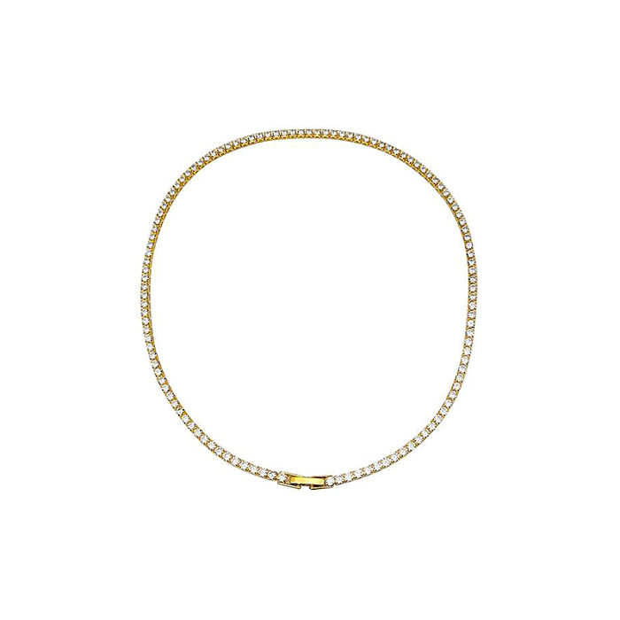 Klassischer Stil, einfarbige Kupfer-Inlay-Zirkon-Armband-Halskette
