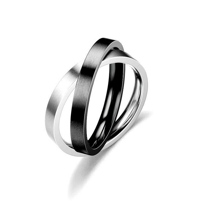 Simple Rotating Solid Color Stainless Steel Double Rings Wholesale jewelry
