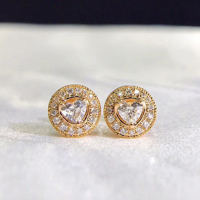 New Korean Heart-shaped Copper Zircon Women's Earrings Wholesale