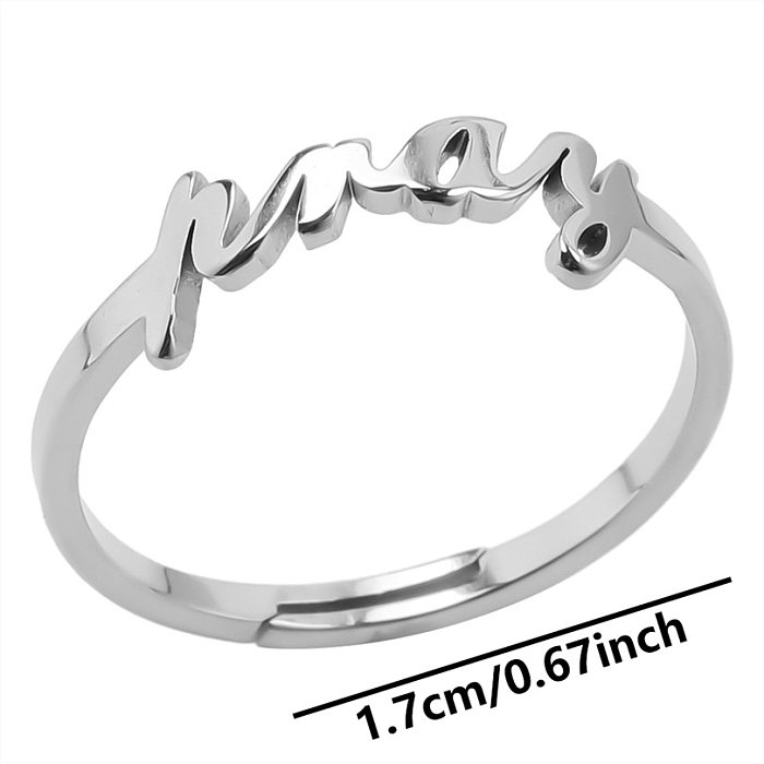Wholesale Simple Style Letter Stainless Steel Open Rings