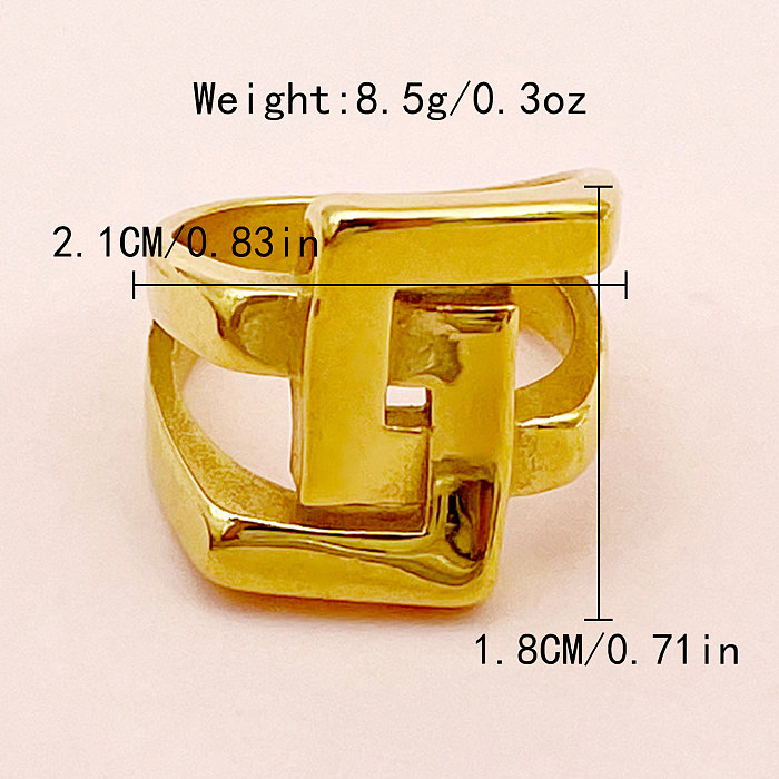 Simple Style Commute Square Stainless Steel Plating Gold Plated Rings
