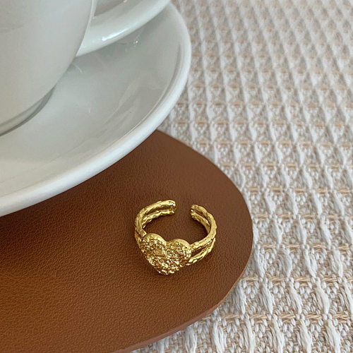 Basic Heart Shape Copper Plating Gold Plated Open Rings