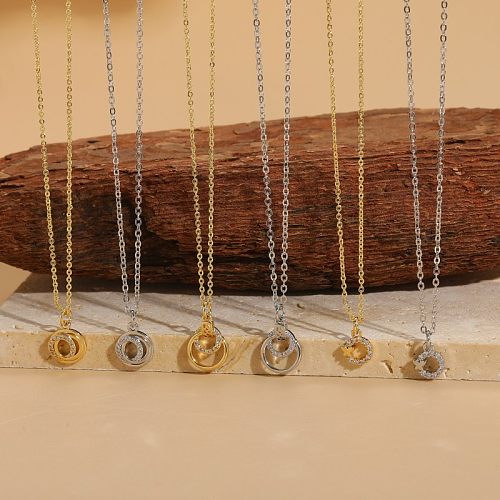 Independent Station New Geometric Ring Zircon Small Pendant Necklace Female Ins Style Simple Fashion Ol Exquisite Clavicle Chain