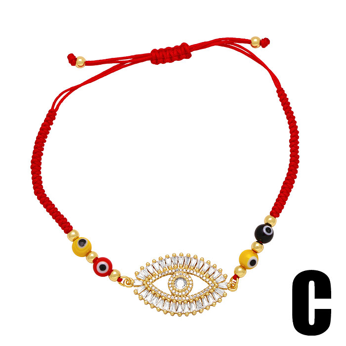 Ethnic Style Devil'S Eye Rope Copper Gold Plated Zircon Bracelets 1 Piece