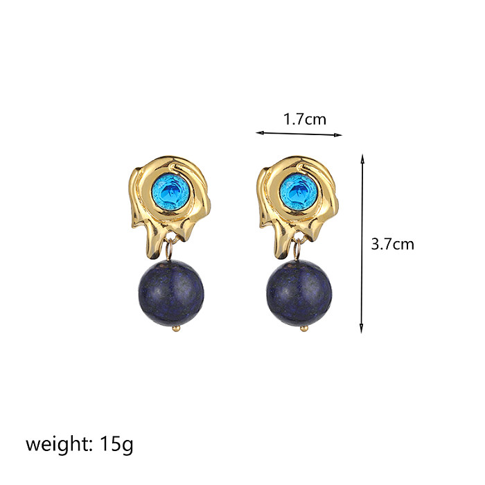 1 Pair Simple Style Roman Style Geometric Plating Inlay Copper Freshwater Pearl Zircon 18K Gold Plated Drop Earrings