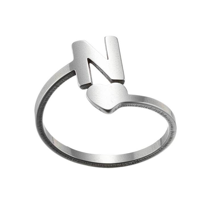 1 Piece Fashion Letter Titanium Steel Plating Open Ring
