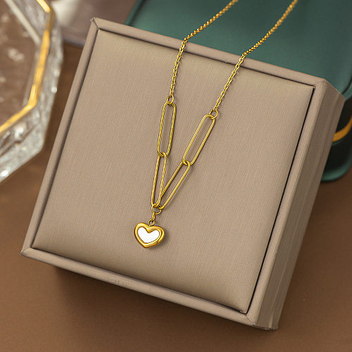 Simple Style Commute Heart Shape Titanium Steel Plating Gold Plated Earrings Necklace