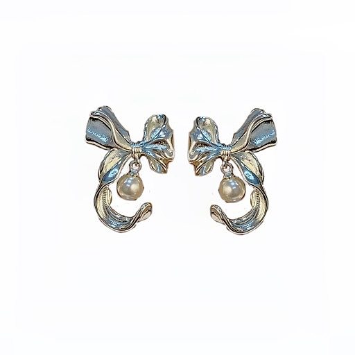 1 paire de boucles d'oreilles en cuivre plaqué de perles, Style Simple et doux, nœud papillon