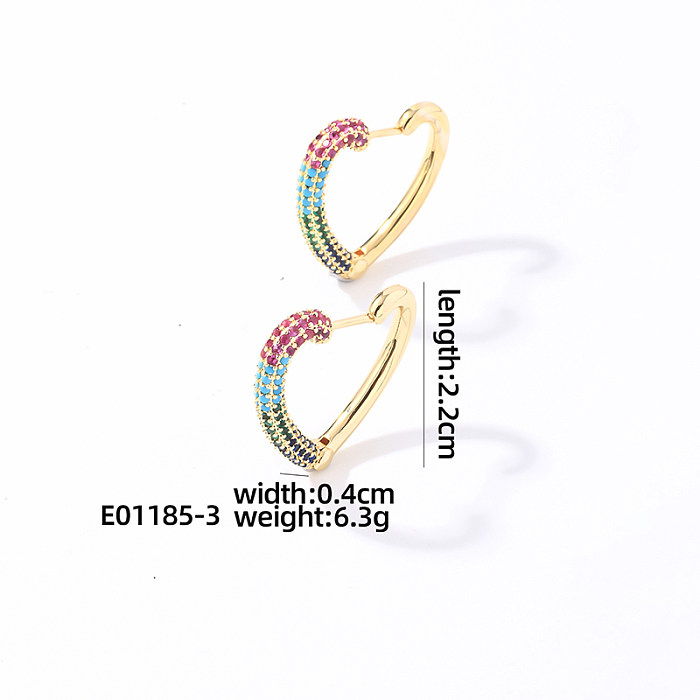 1 Pair Casual Simple Style Heart Shape Snake Plating Inlay Copper Zircon Gold Plated Earrings