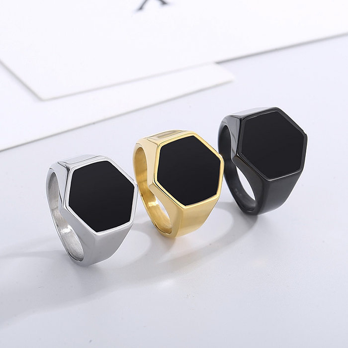 Hip-Hop Geometric Titanium Steel Rings In Bulk